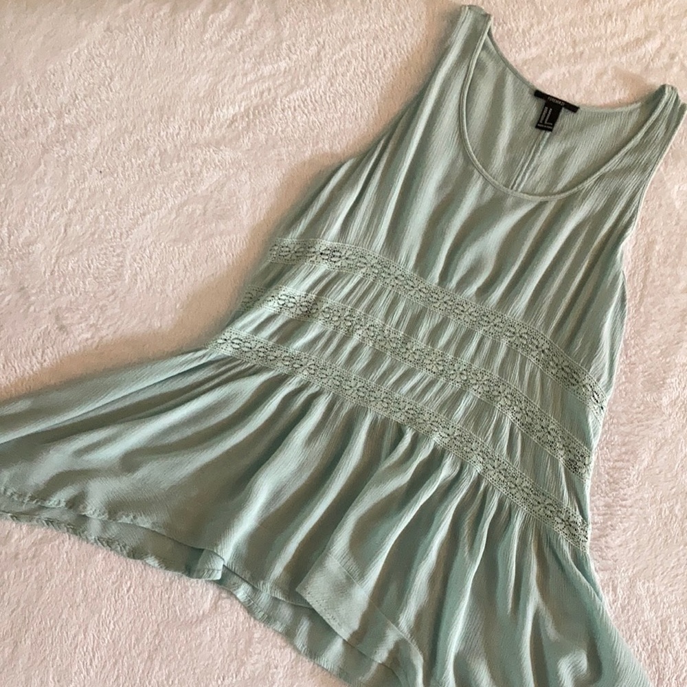 Teal tank top with lace